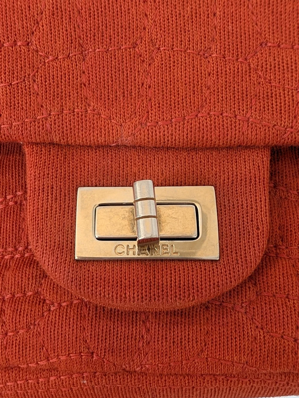 Chanel 2.55 Reissue Orange Jersey Crocodile Effect Stitching Small Double Flap.